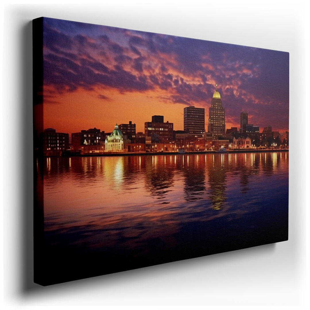 canvas print on wrapped canvas for wall decor – Imagine a wall art that captures the essence of a city at dusk, where the skyline is not just a series of structures but...