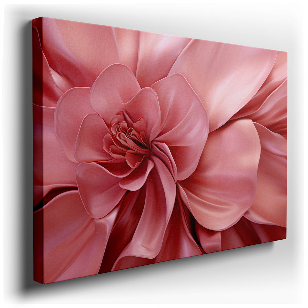 canvas print on wrapped canvas for wall decor – This exquisite wall art captures the ethereal beauty of a delicate pink flower, portrayed in a stunning close-up that hi...