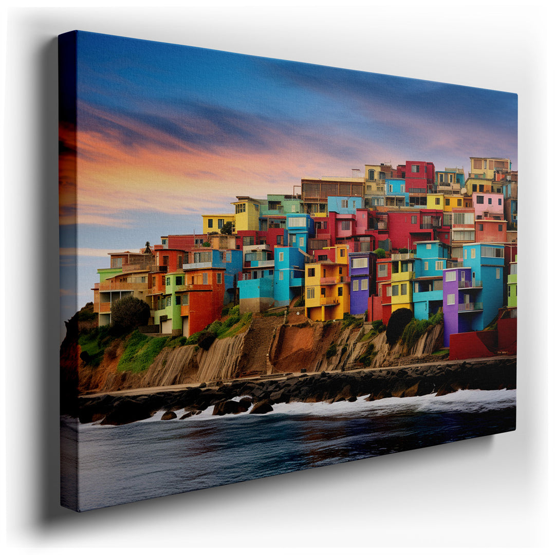 canvas print on wrapped canvas for wall decor – This wall art is a captivating portrayal of a picturesque scene where human architecture and the natural world exist in...