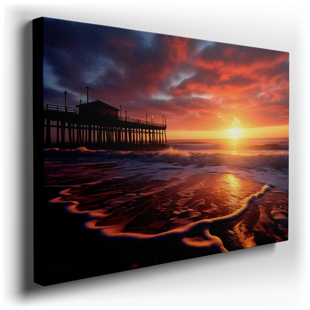 canvas print on wrapped canvas for wall decor – This wall art, a captivating depiction of a sunset by the sea, is an exquisite representation of nature's serene beauty....