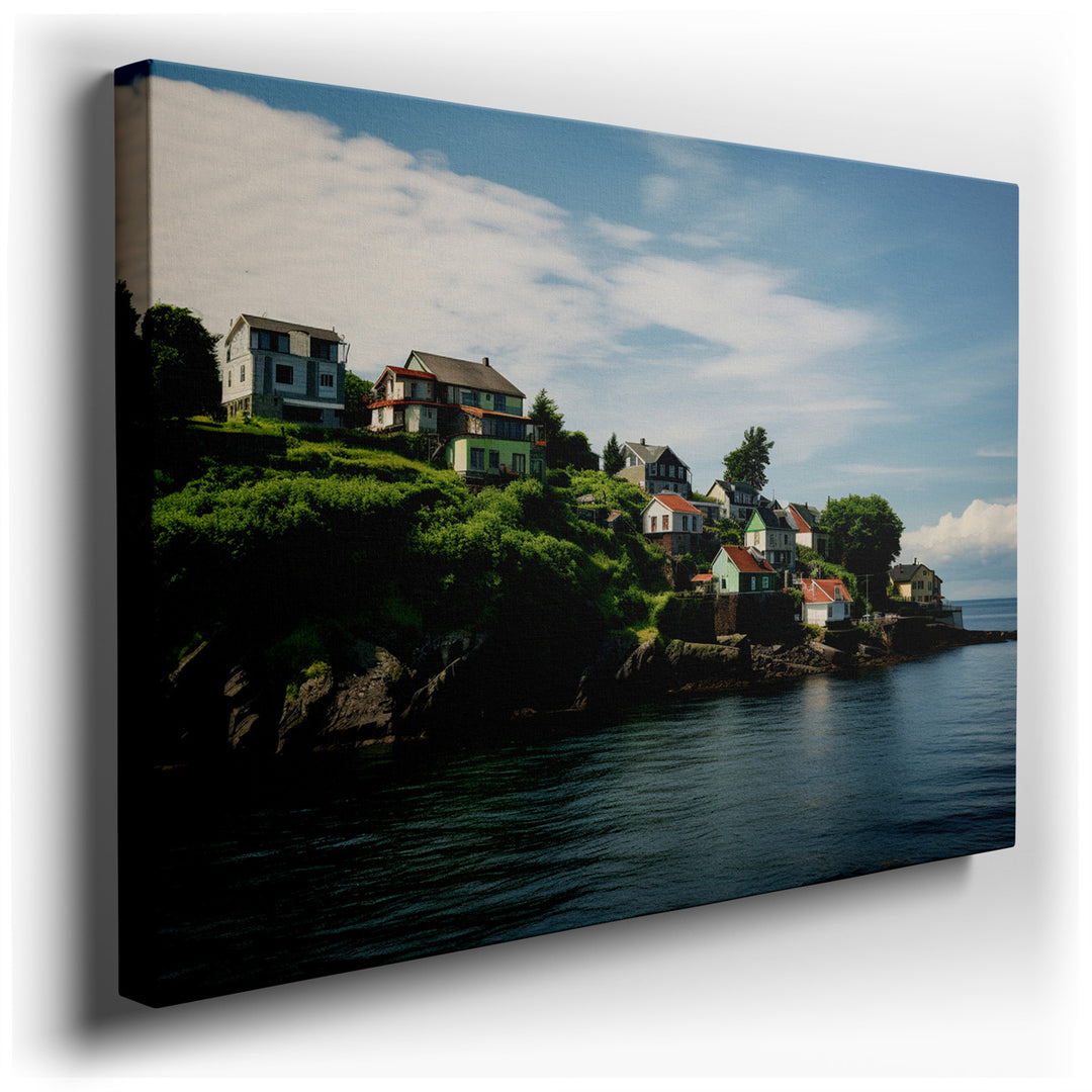 canvas print on wrapped canvas for wall decor – This enchanting wall art captures the essence of coastal serenity and architectural charm, making it a captivating addit...