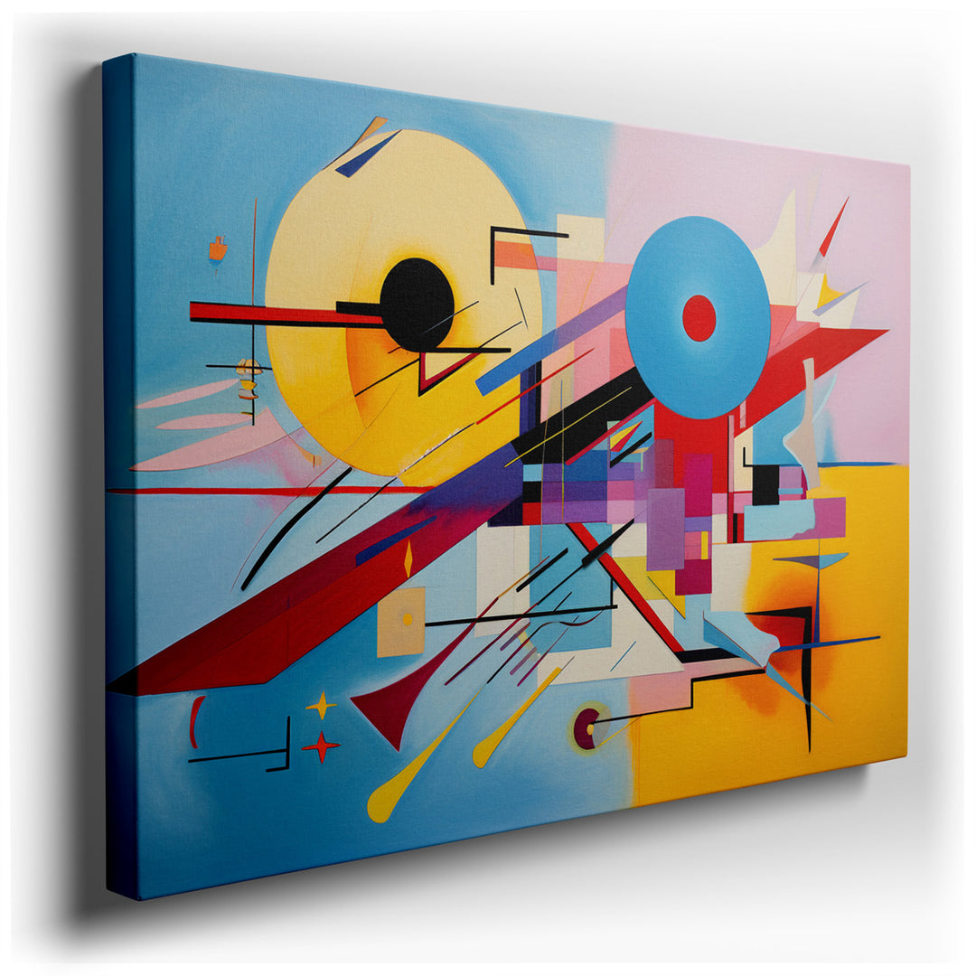 canvas print on wrapped canvas for wall decor – This wall art is a captivating piece of abstract art that masterfully combines circular and linear elements to create a...