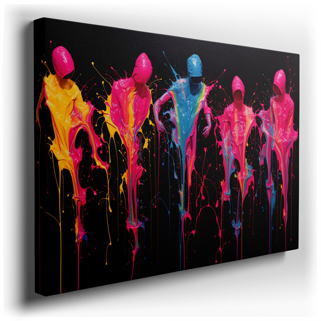 canvas print on wrapped canvas for wall decor – This imaginative abstract wall art is a captivating visual feast that bursts with vibrant colors and dynamic forms, crea...