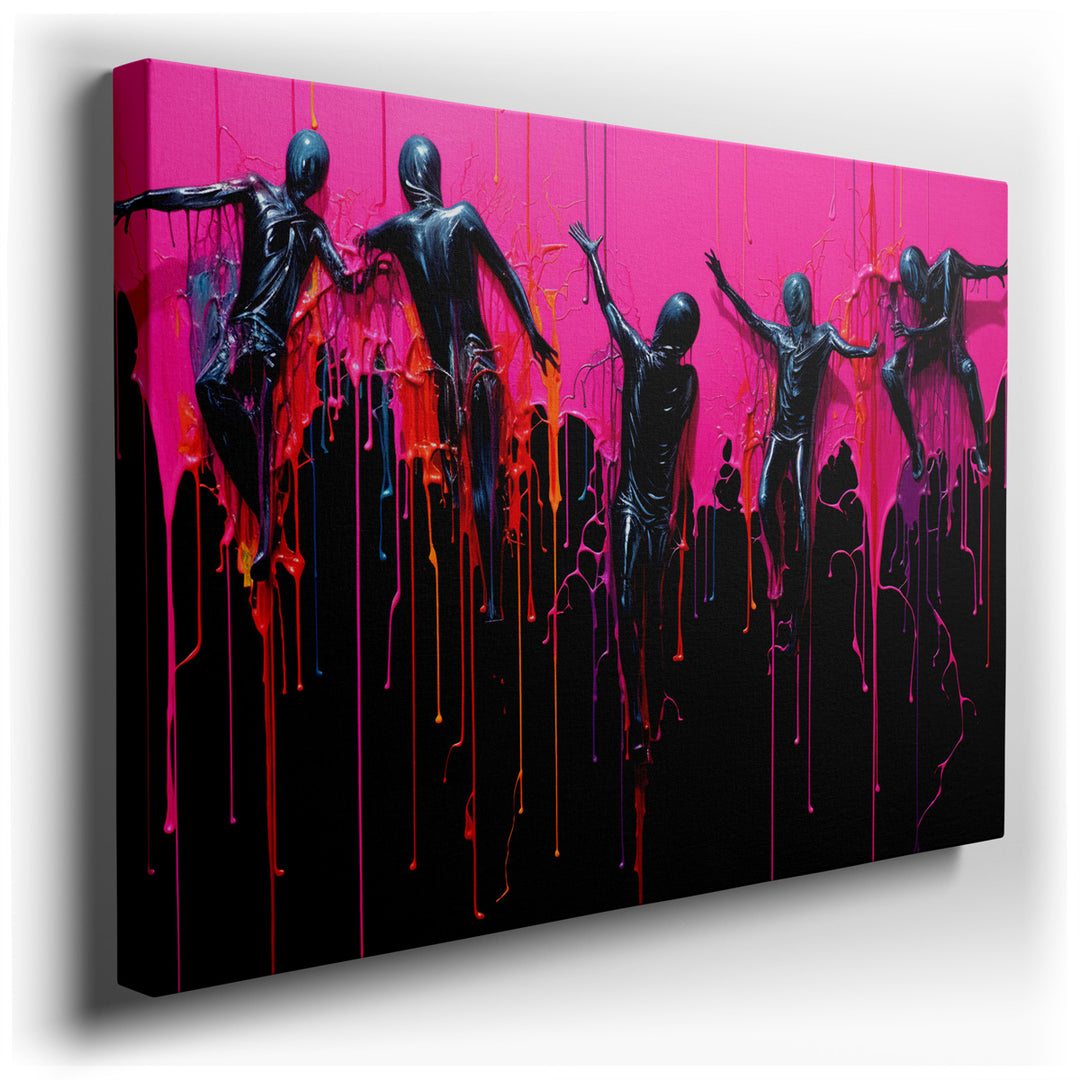 canvas print on wrapped canvas for wall decor – This wall art is a captivating abstract creation that masterfully combines vibrant colors and fluid figures to evoke a s...