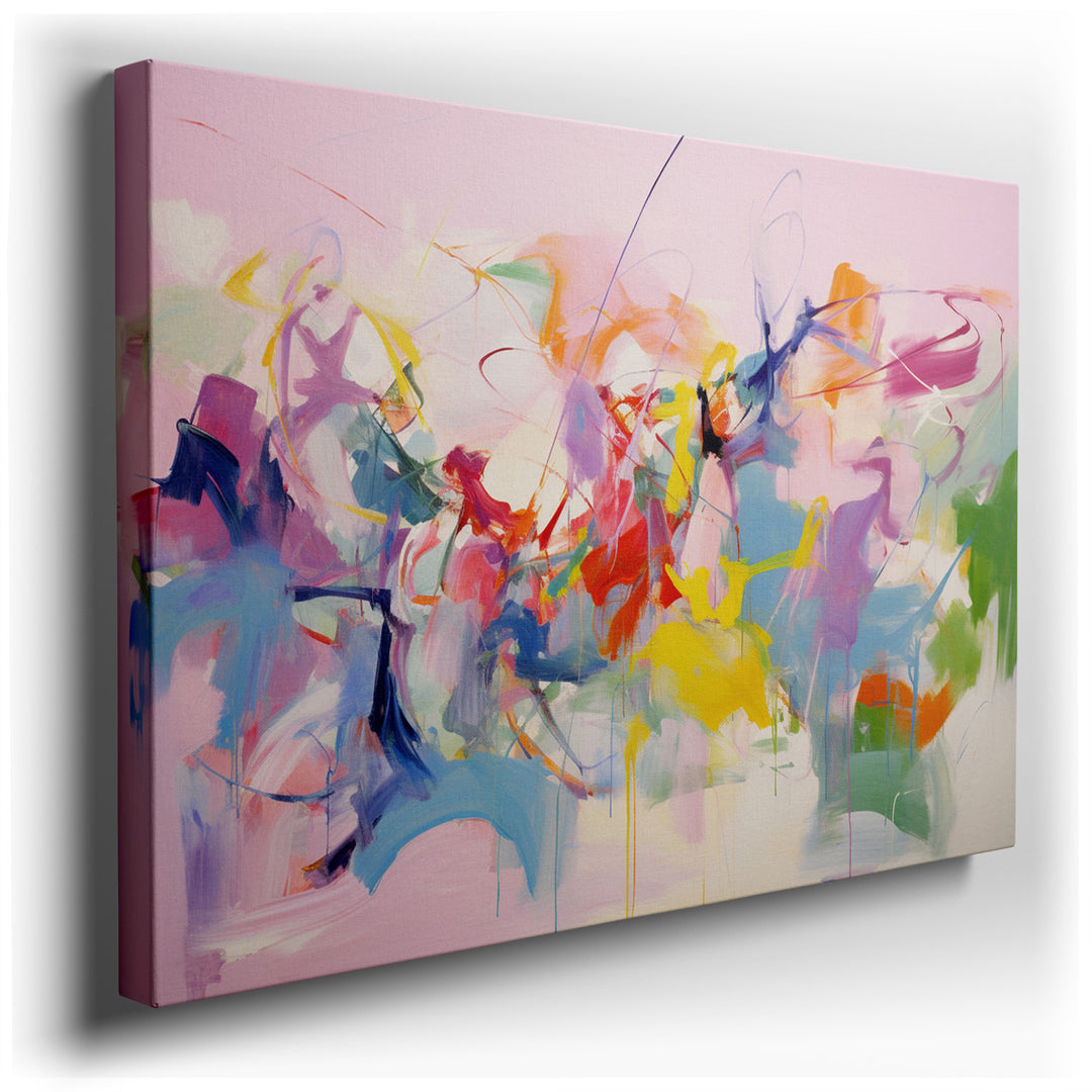 canvas print on wrapped canvas for wall decor – This wall art is a captivating masterpiece of abstract art, characterized by its vibrant palette and dynamic composition...