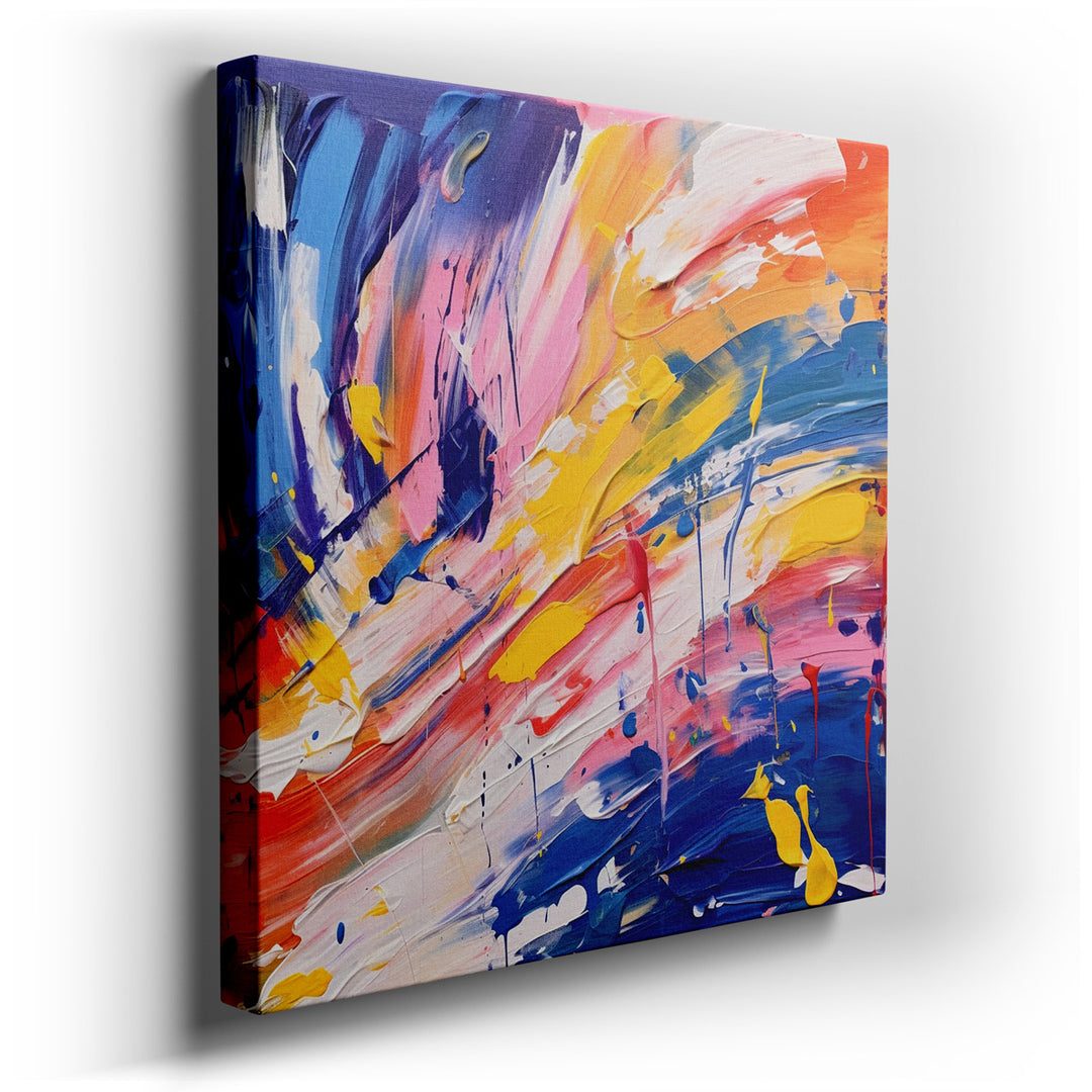canvas print on wrapped canvas for wall decor – This wall art is a captivating masterpiece of abstract art, characterized by its vibrant and energetic composition that...