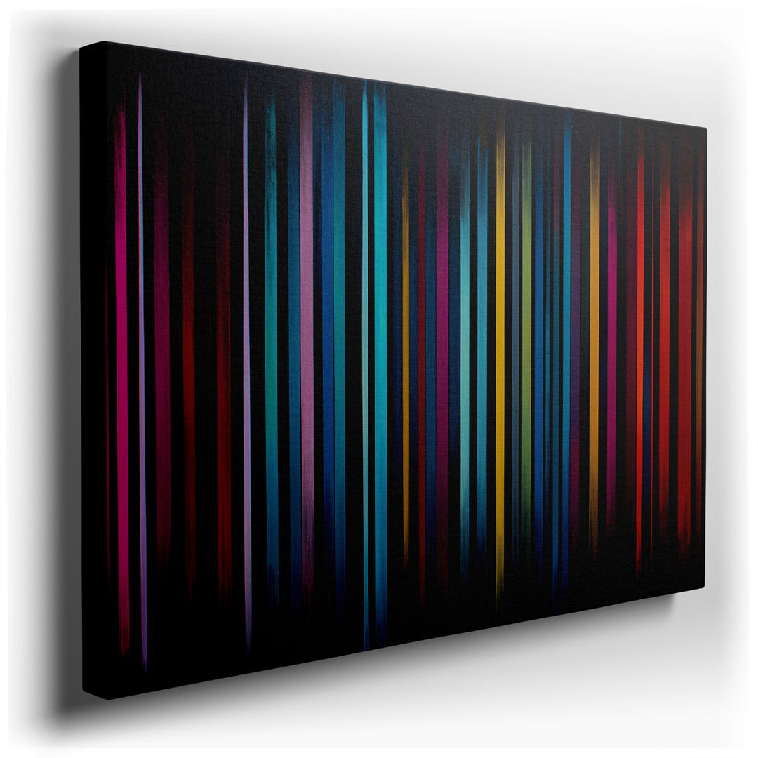 canvas print on wrapped canvas for wall decor – This captivating abstract wall art is a mesmerizing array of colorful vertical lines that blend seamlessly into one anot...