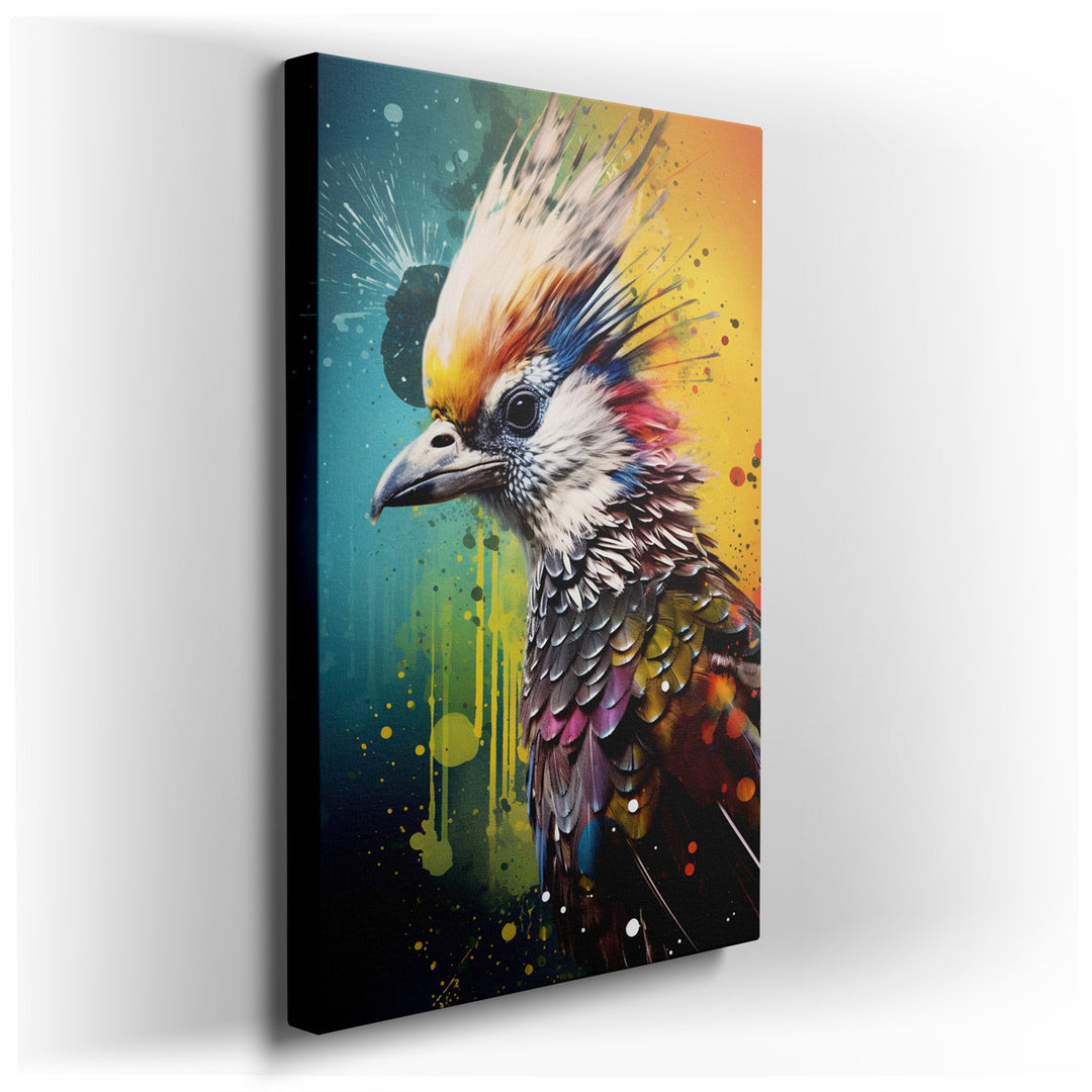 canvas print on wrapped canvas for wall decor – This wall art, a masterful depiction of a vibrantly colored bird, is an artwork that exudes a sense of freedom and the s...