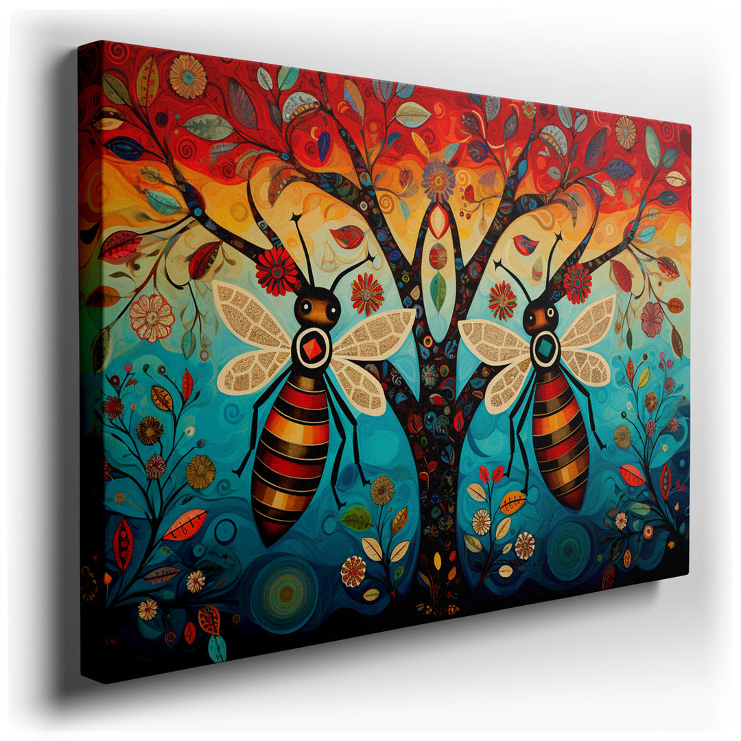 canvas print on wrapped canvas for wall decor – This vibrant and captivating wall art is a celebration of nature's intricate beauty and the essential role of pollinator...