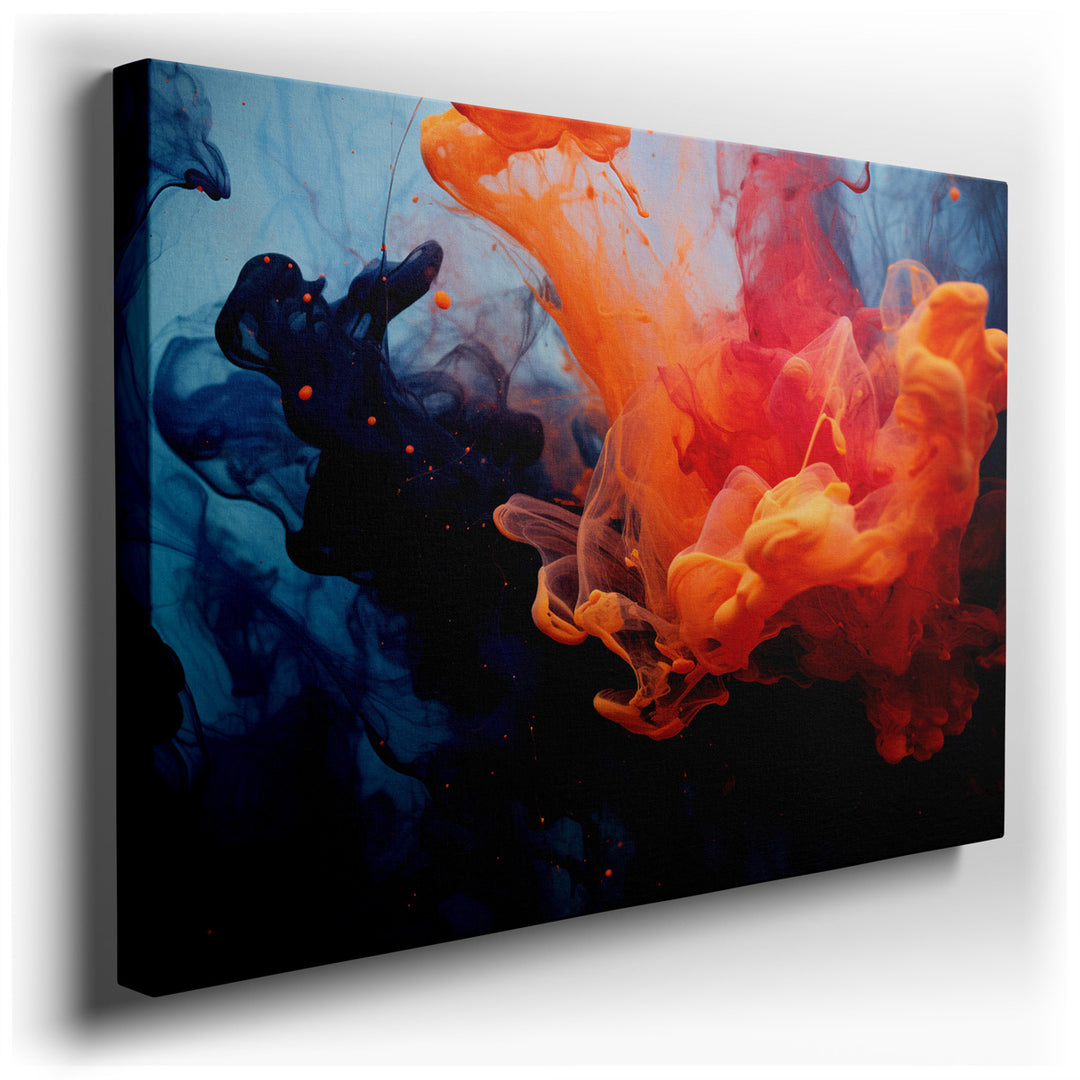 canvas print on wrapped canvas for wall decor – This mesmerizing abstract wall art is a stunning visual feast, characterized by its ethereal composition of colorful ink...
