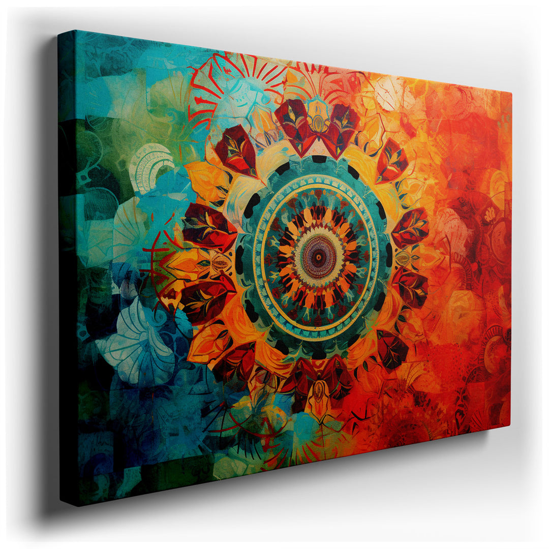 canvas print on wrapped canvas for wall decor – This exquisite mandala wall art is a captivating piece that embodies the essence of unity and harmony through its meticu...