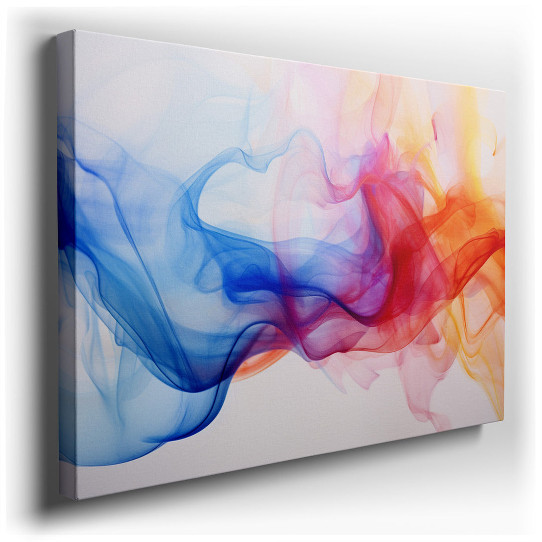 canvas print on wrapped canvas for wall decor – This wall art, a stunning visual symphony of colorful smoke swirls, is a masterpiece that captures the essence of moveme...