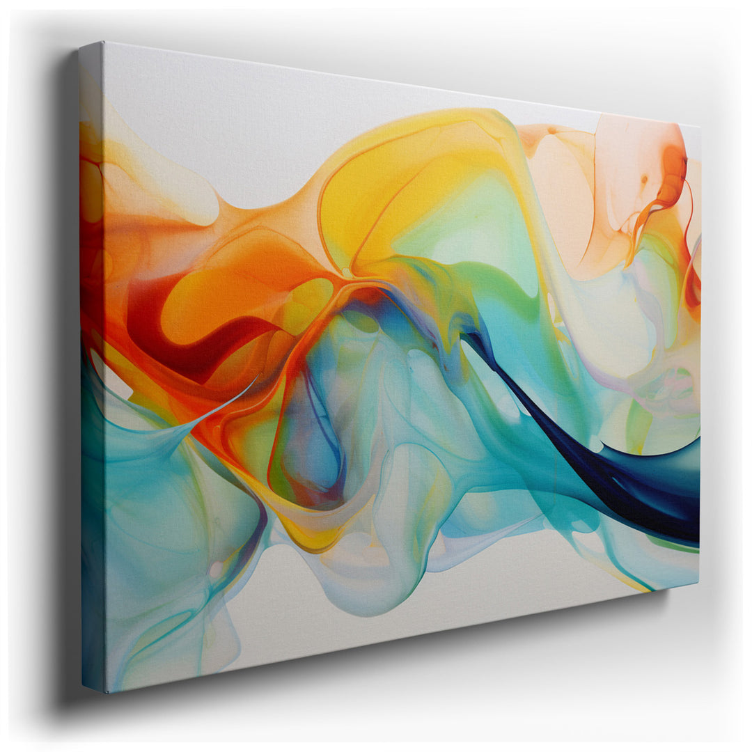 canvas print on wrapped canvas for wall decor – This wall art is a captivating masterpiece of abstract art, characterized by a vibrant explosion of colors that seem to...