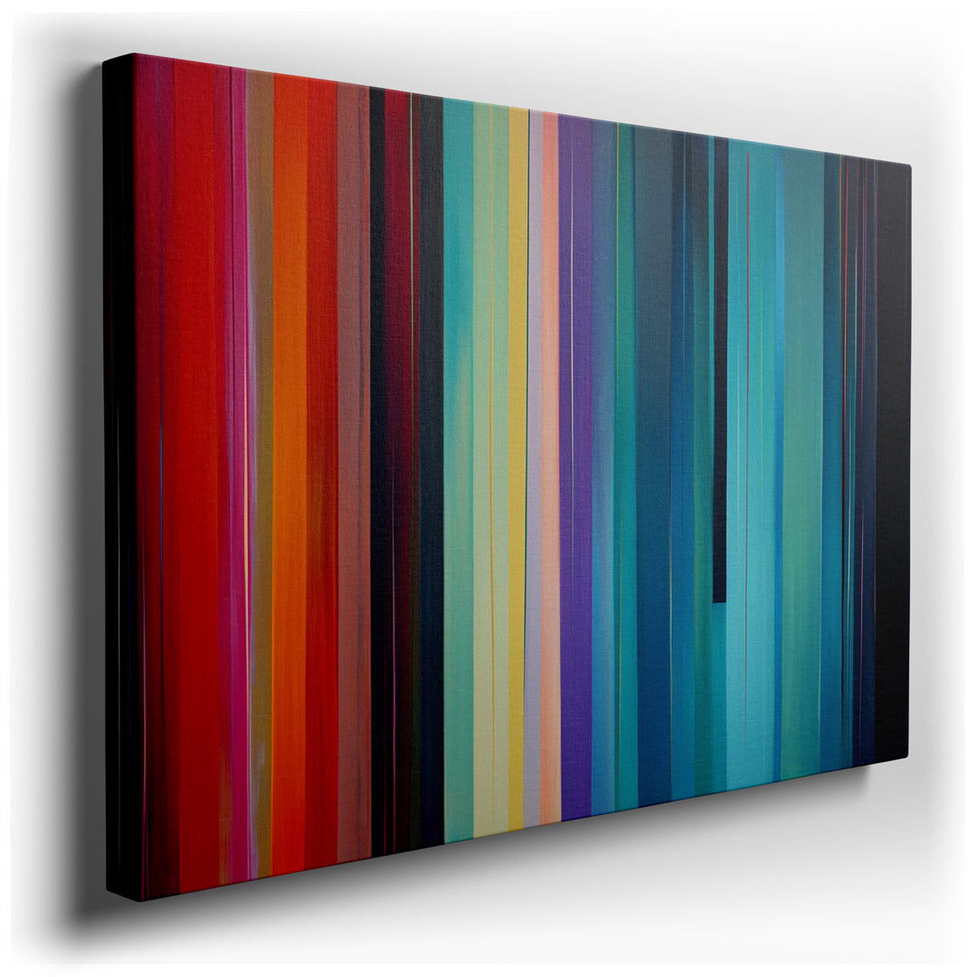 canvas print on wrapped canvas for wall decor – This vibrant abstract wall art is a mesmerizing composition of colorful vertical stripes that blend seamlessly into one...