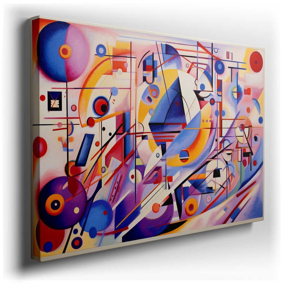 canvas print on wrapped canvas for wall decor – This wall art is a captivating example of abstract art, where intricate geometric patterns intertwine with bold, vibrant...