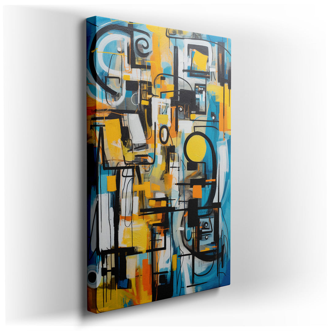 canvas print on wrapped canvas for wall decor – This wall art is a stunning example of contemporary abstract art that masterfully combines intricate geometric patterns...