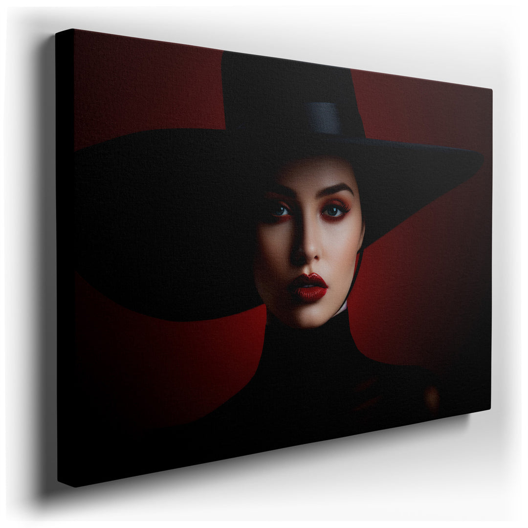 canvas print on wrapped canvas for wall decor – This wall art is a captivating portrayal of modern elegance and bold style, featuring a model exuding confidence and fas...