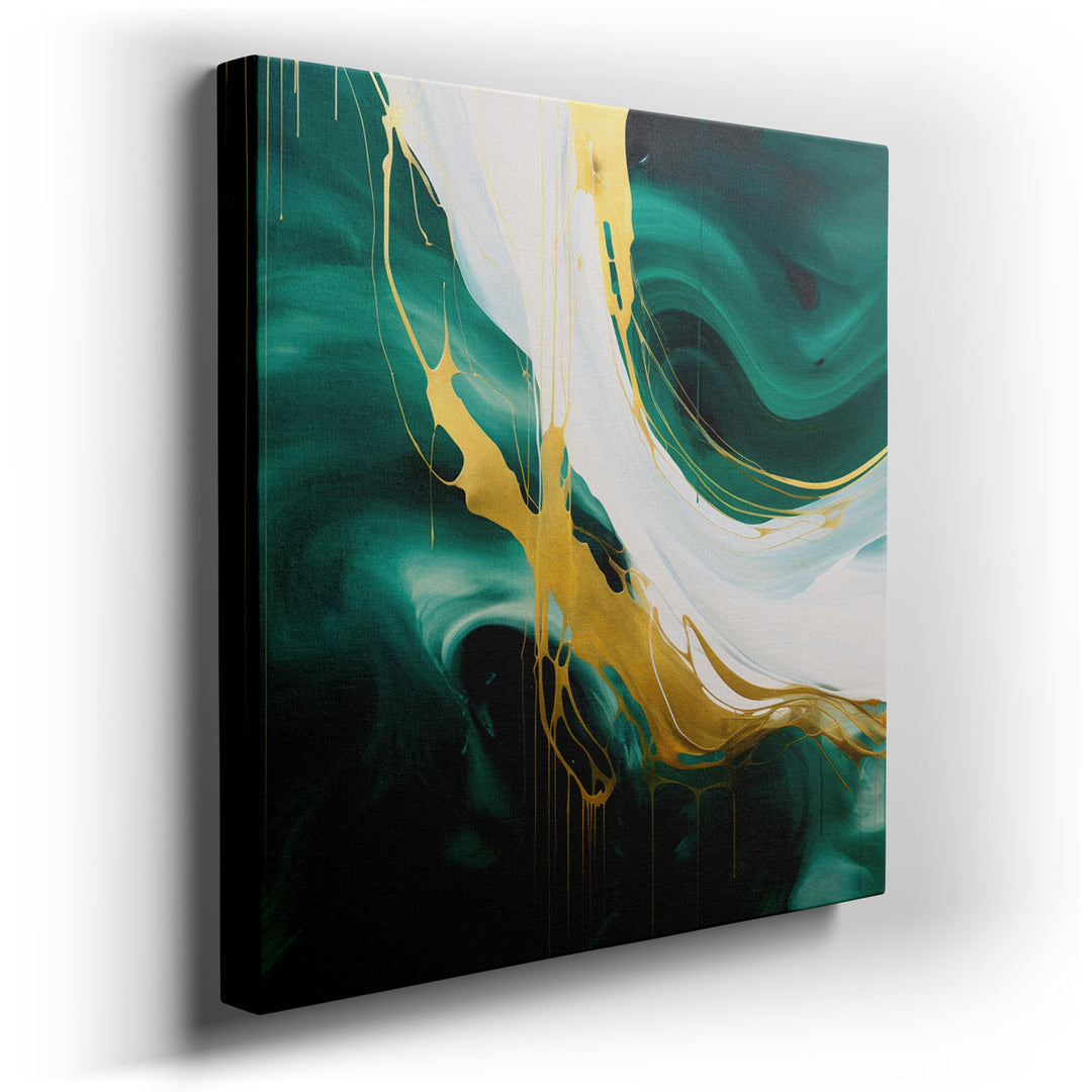 canvas print on wrapped canvas for wall decor – This exquisite wall art is a masterful representation of contemporary art, where the lush verdancy of rich green hues me...