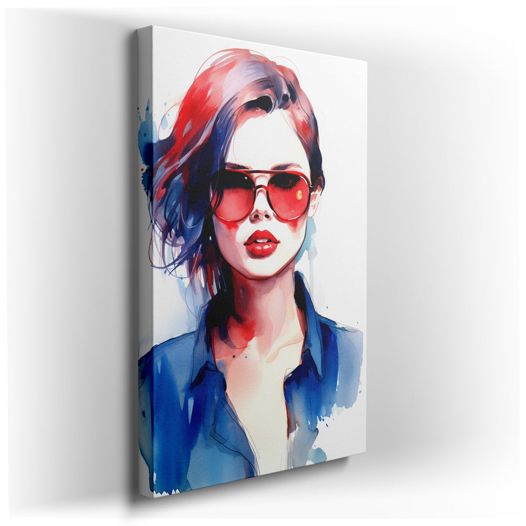 canvas print on wrapped canvas for wall decor – This wall art is a captivating portrait that exudes a modern and confident aura, making it a striking addition to any co...