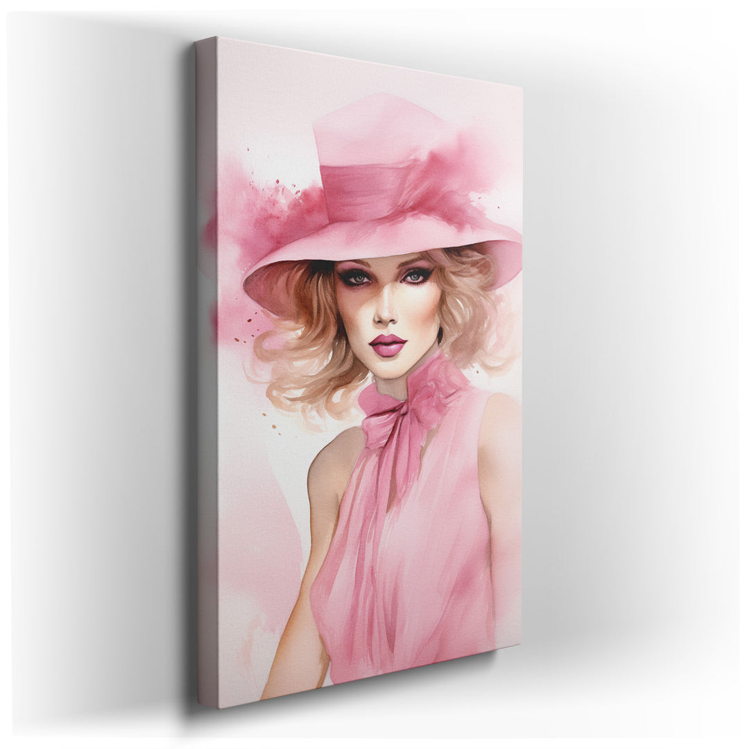 canvas print on wrapped canvas for wall decor – This exquisite wall art captures the essence of modern femininity and grace through the portrait of a fashionable woman...