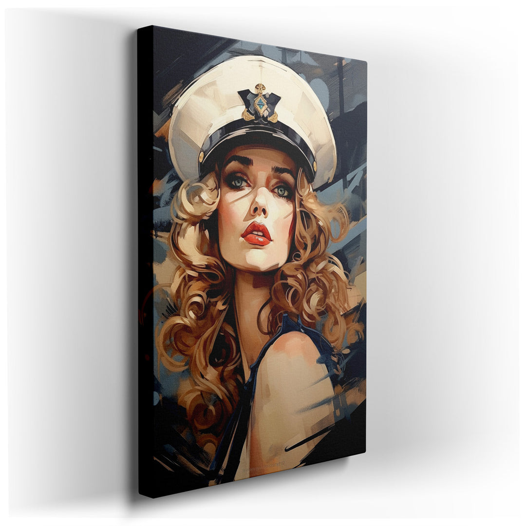 canvas print on wrapped canvas for wall decor – This wall art, a modern artistic portrait of a confident sailor, is a masterpiece that captures the essence of adventure...