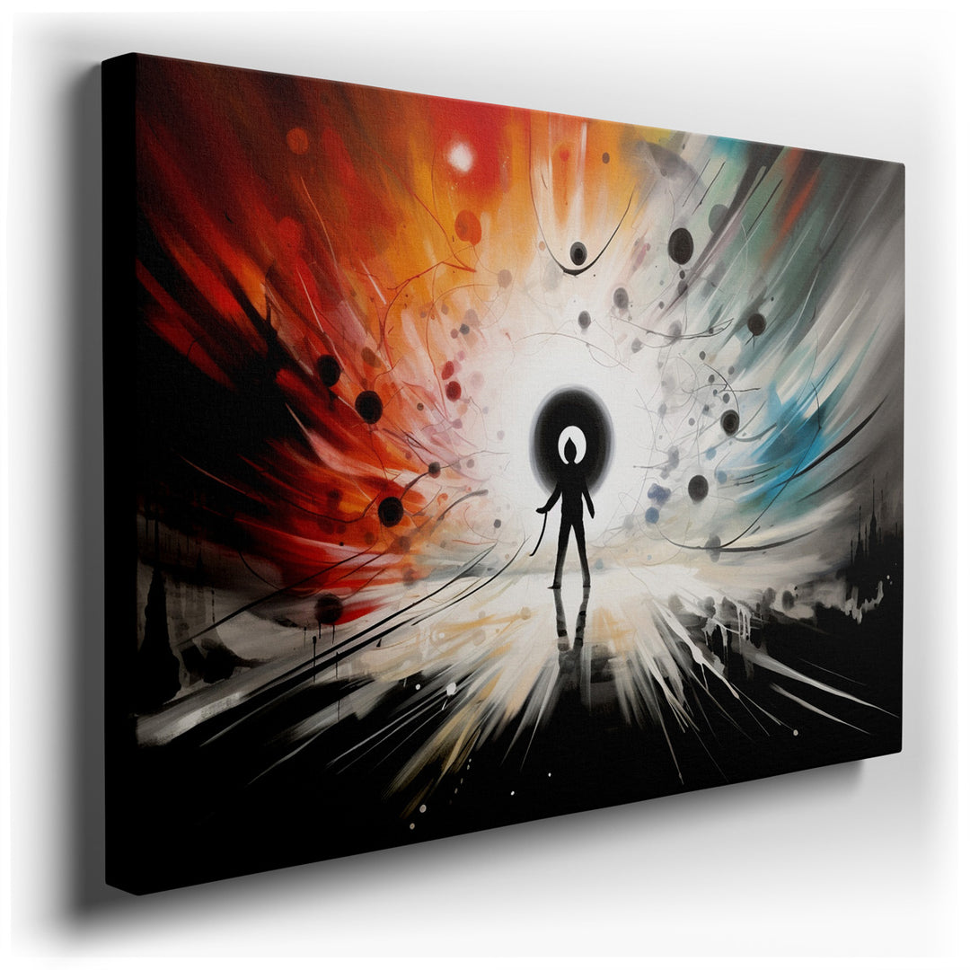 canvas print on wrapped canvas for wall decor – This captivating wall art is a mesmerizing exploration of the dynamic interplay between cosmic energy and human potentia...