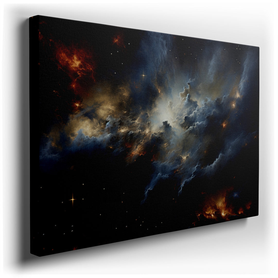 canvas print on wrapped canvas for wall decor – This wall art, a mesmerizing portrayal of a cosmic nebula, is a breathtaking canvas that captures the dynamic and fiery...