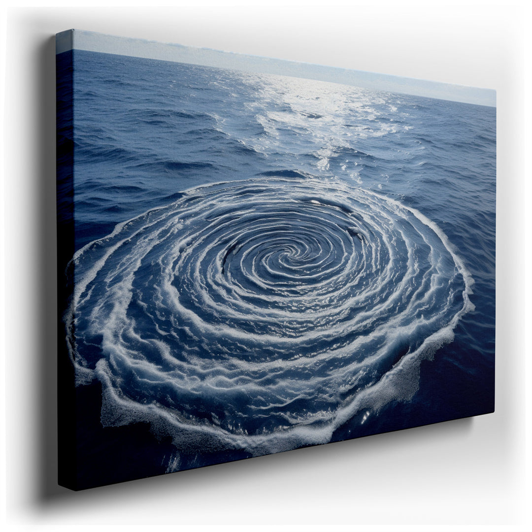 canvas print on wrapped canvas for wall decor – This wall art, a masterful portrayal of nature's serene yet dynamic character, captures a mesmerizing circular water swi...