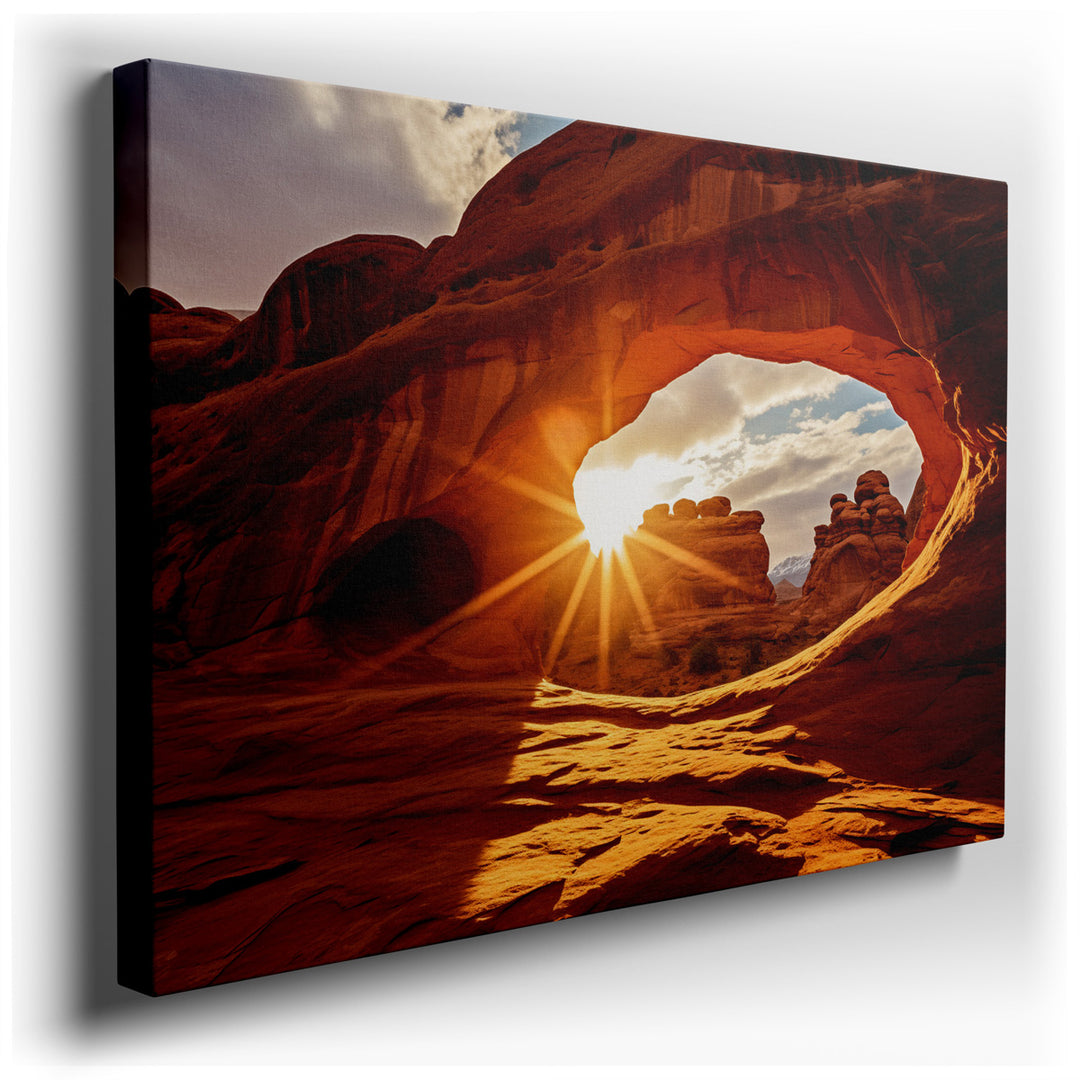 canvas print on wrapped canvas for wall decor – Imagine a wall art that encapsulates the serene and awe-inspiring moment of a sunrise in a desert landscape. This artwor...