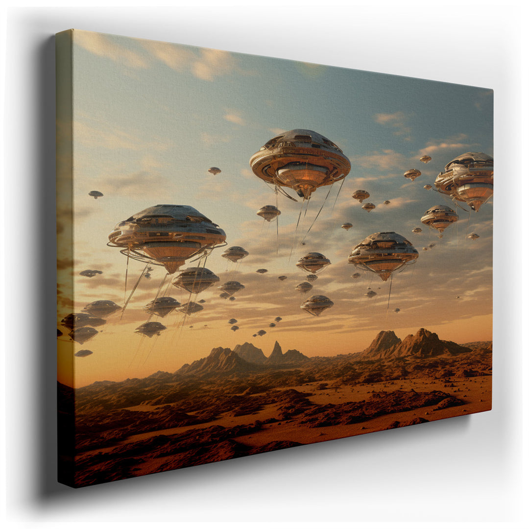 canvas print on wrapped canvas for wall decor – This captivating wall art presents a mesmerizing desert landscape, a scene that stretches across the canvas, inviting th...