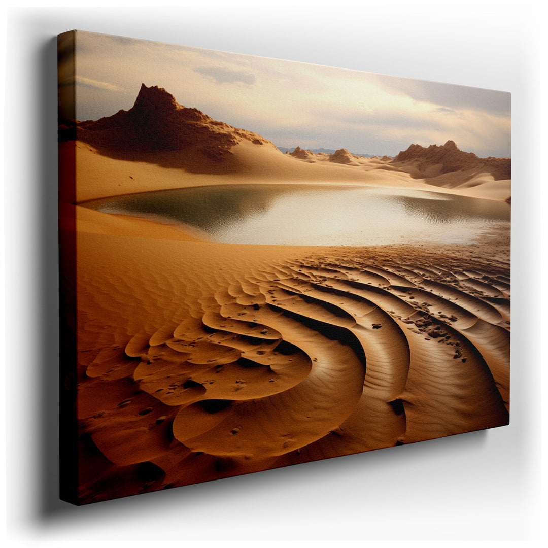 canvas print on wrapped canvas for wall decor – This exquisite wall art offers a breathtaking depiction of a desert landscape, where the gentle undulations of soft, swe...