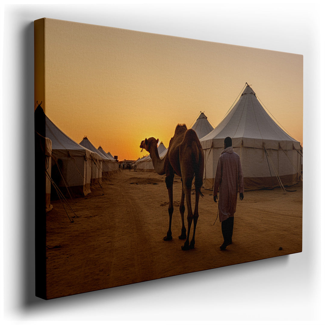 canvas print on wrapped canvas for wall decor – This wall art, a breathtaking depiction of a desert landscape at sunrise, offers a serene and tranquil view that is both...