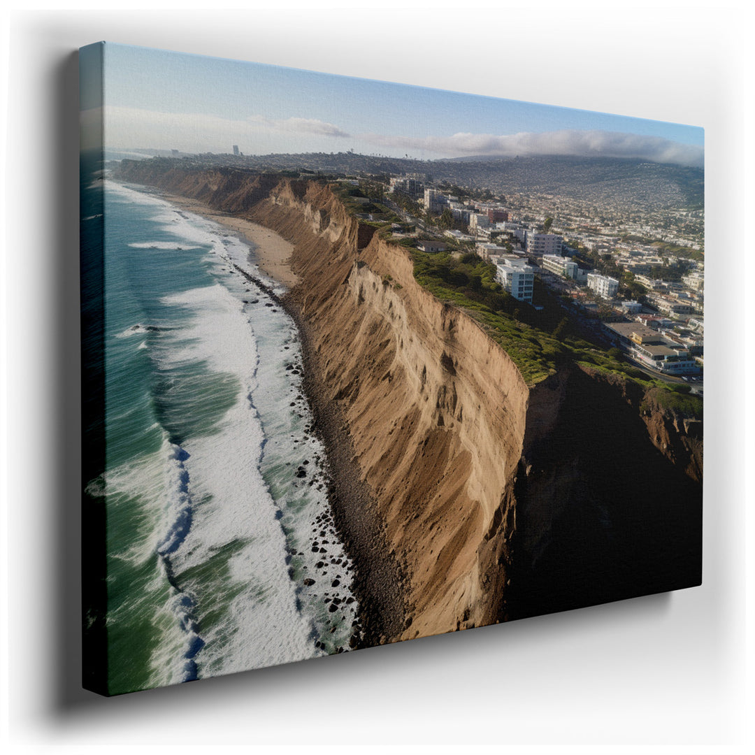 canvas print on wrapped canvas for wall decor – This captivating wall art of a coastal cliff landscape is a masterful depiction of nature's dramatic beauty, where the r...
