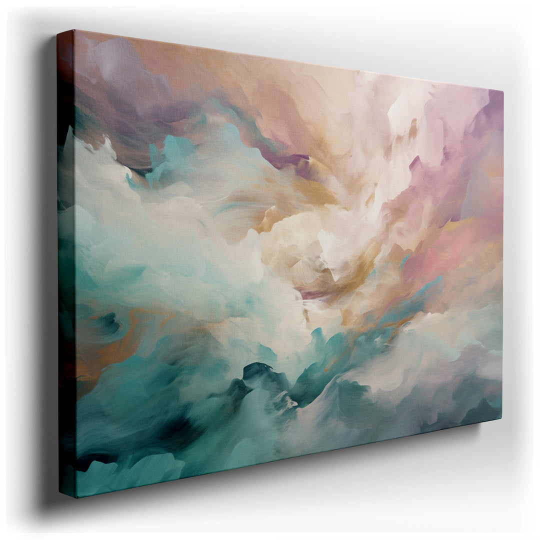 canvas print on wrapped canvas for wall decor – The wall art in question is a mesmerizing abstract landscape that exudes an ethereal beauty, making it a captivating cen...