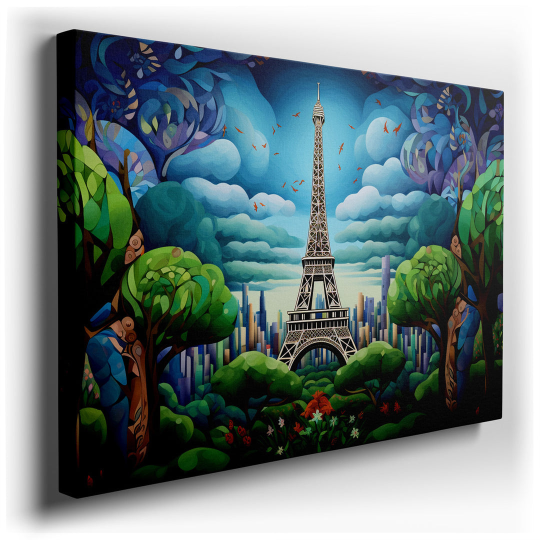 canvas print on wrapped canvas for wall decor – Imagine a wall art that captures the essence of Paris in a way that is both familiar and fantastically surreal. This art...