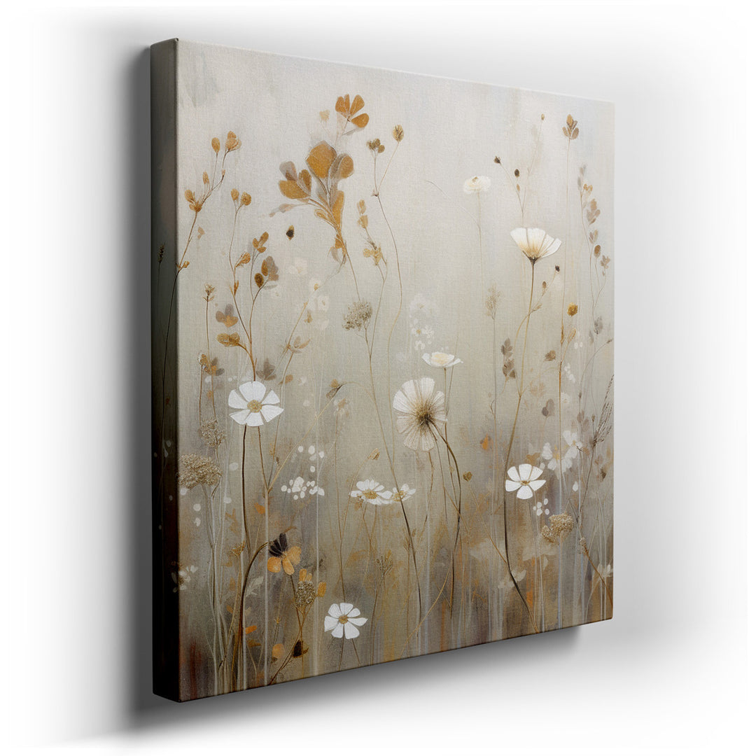 canvas print on wrapped canvas for wall decor – This wall art, an exquisite portrayal of delicate wildflowers, is a masterpiece that captures the ephemeral beauty of na...