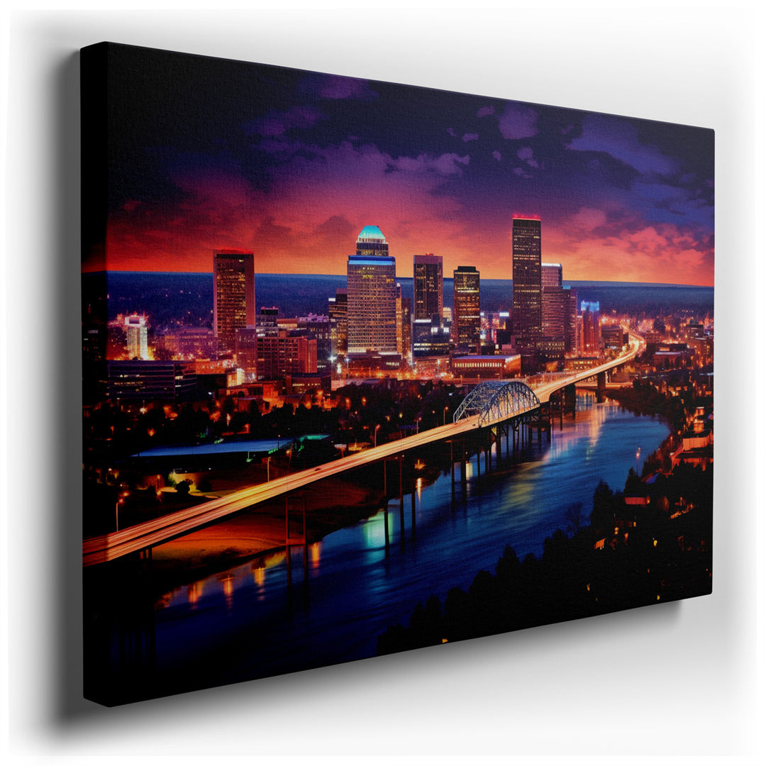 canvas print on wrapped canvas for wall decor – This wall art captures the essence of a bustling metropolis at the magical hour of dusk, where the skyline serves as a d...