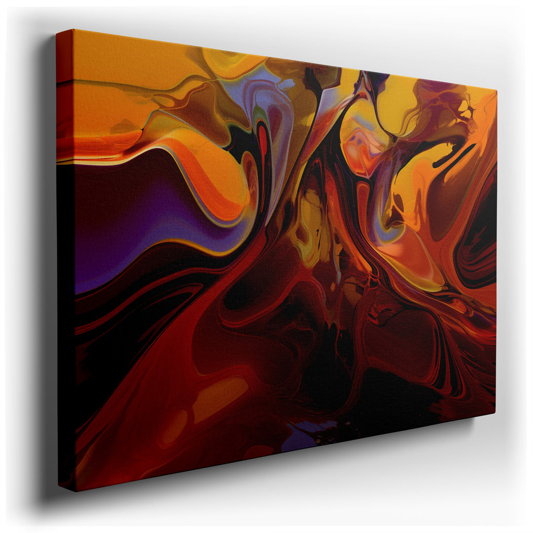 canvas print on wrapped canvas for wall decor – This exquisite abstract wall art is a masterful symphony of fluid shapes and a rich palette of vibrant colors that inter...