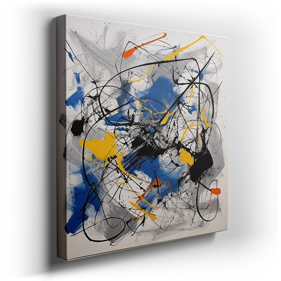 canvas print on wrapped canvas for wall decor – This dynamic abstract wall art is a masterful celebration of color, form, and the unbridled freedom of artistic expressi...