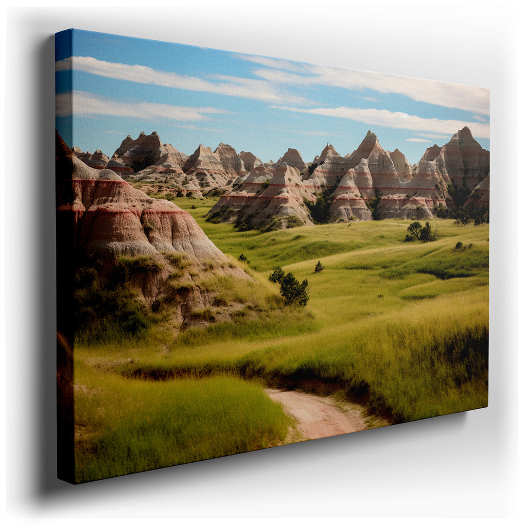 canvas print on wrapped canvas for wall decor – This wall art, a breathtaking portrayal of the Badlands, offers a vivid and immersive glimpse into one of nature's most...
