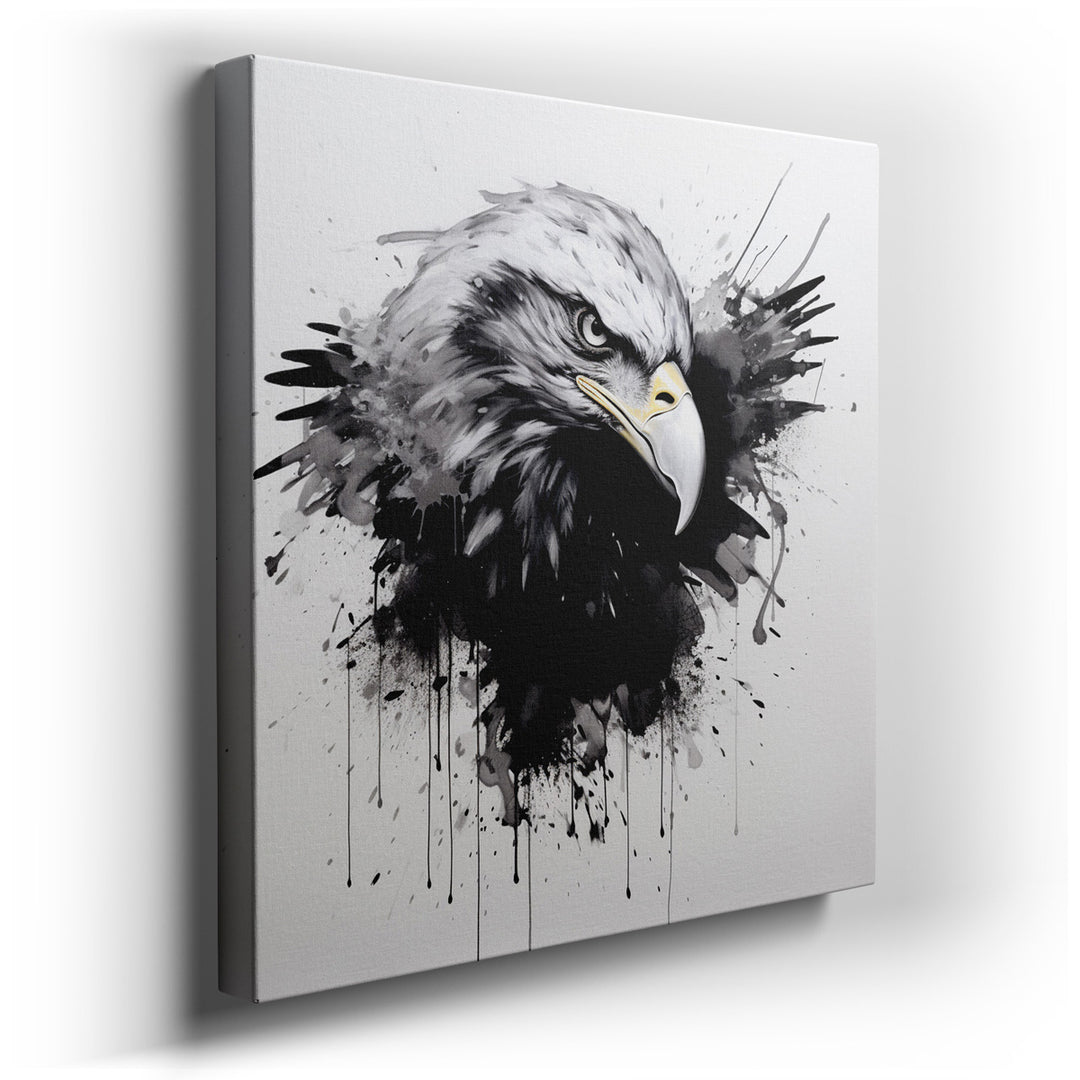 canvas print on wrapped canvas for wall decor – This wall art, a striking portrayal of an eagle, exudes a sense of fierce dynamism and raw power, making it a captivatin...