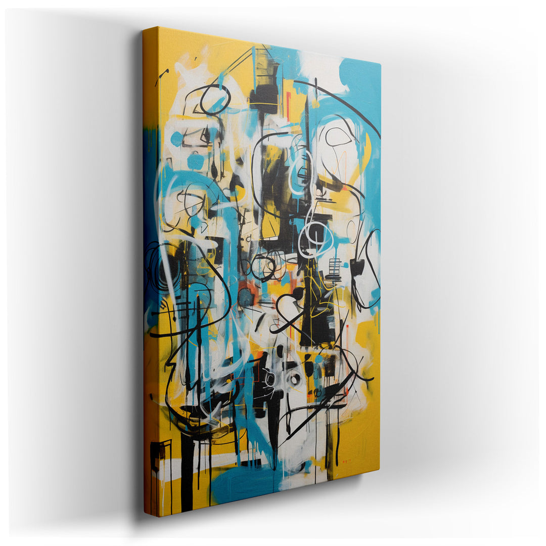 canvas print on wrapped canvas for wall decor – This captivating abstract wall art is a dynamic composition that bursts with chaotic lines and vivid colors, creating an...