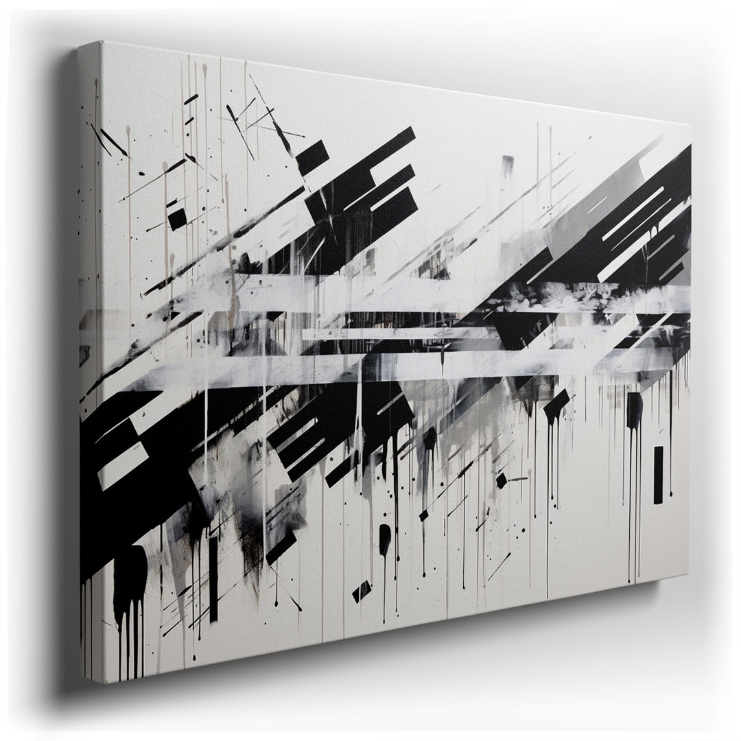 canvas print on wrapped canvas for wall decor – This captivating abstract wall art is a masterful display of artistic energy and emotion, rendered through a stark palet...