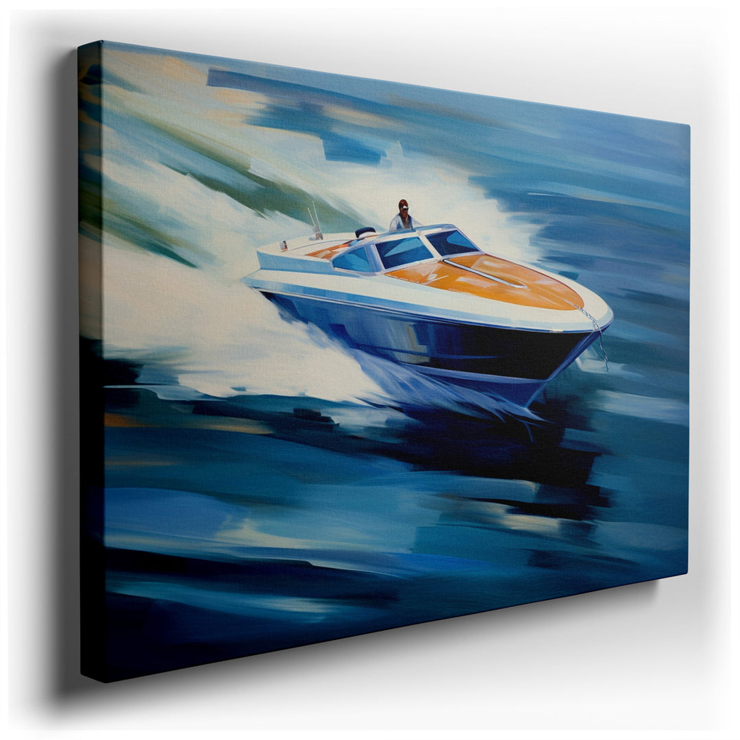 canvas print on wrapped canvas for wall decor – This captivating wall art vividly captures the essence of speed and adventure on the open water, making it an ideal addi...