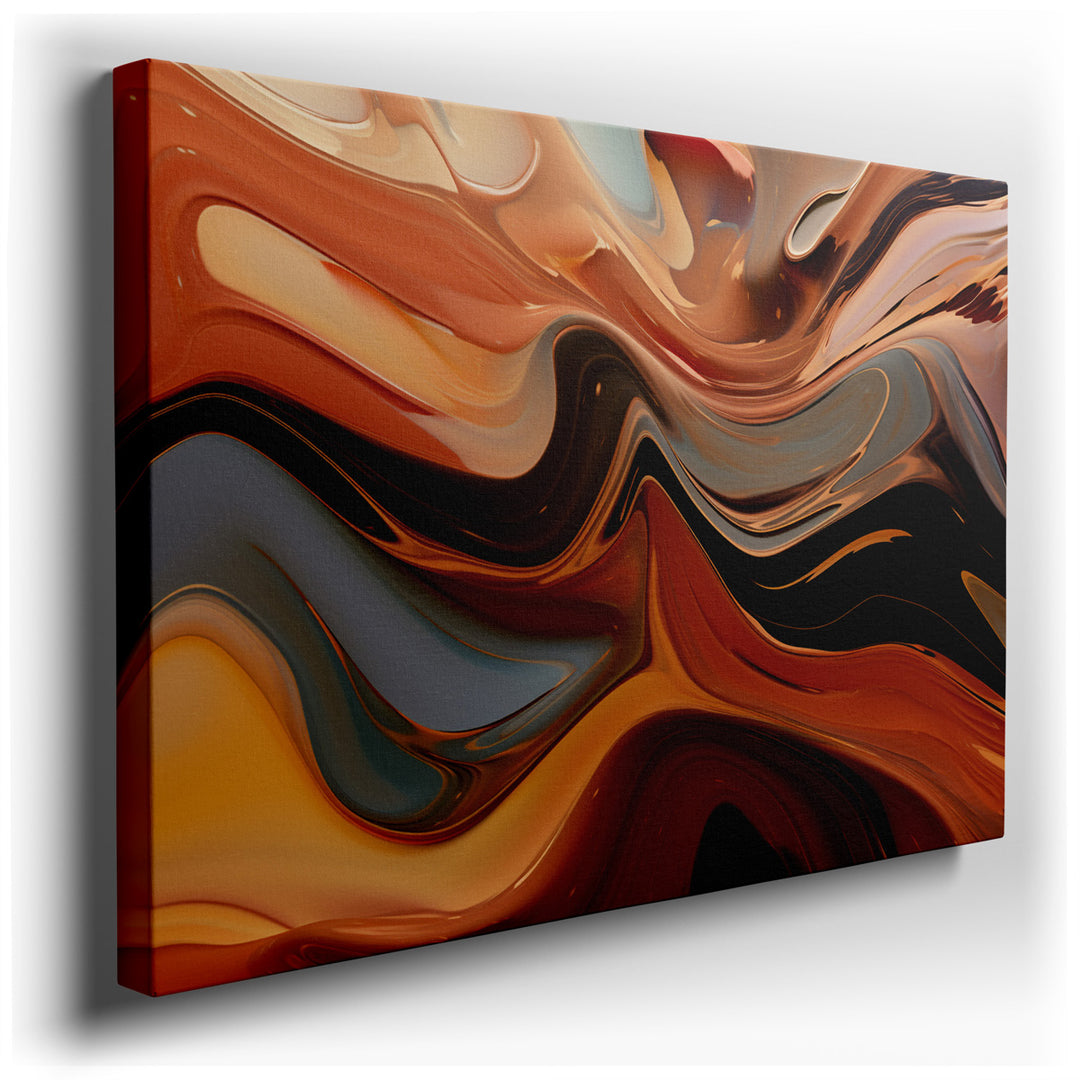 canvas print on wrapped canvas for wall decor – This visually striking abstract wall art is a masterpiece of dynamic waves and earthy hues that effortlessly captures th...