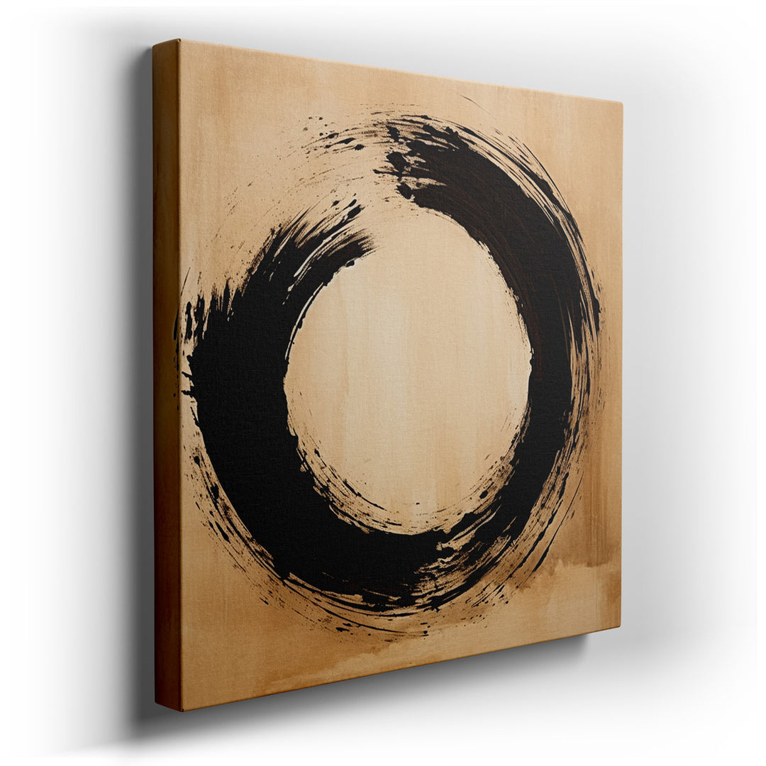 canvas print on wrapped canvas for wall decor – This captivating wall art is an embodiment of the Zen philosophy, featuring a bold enso circle at its core. The enso, a...