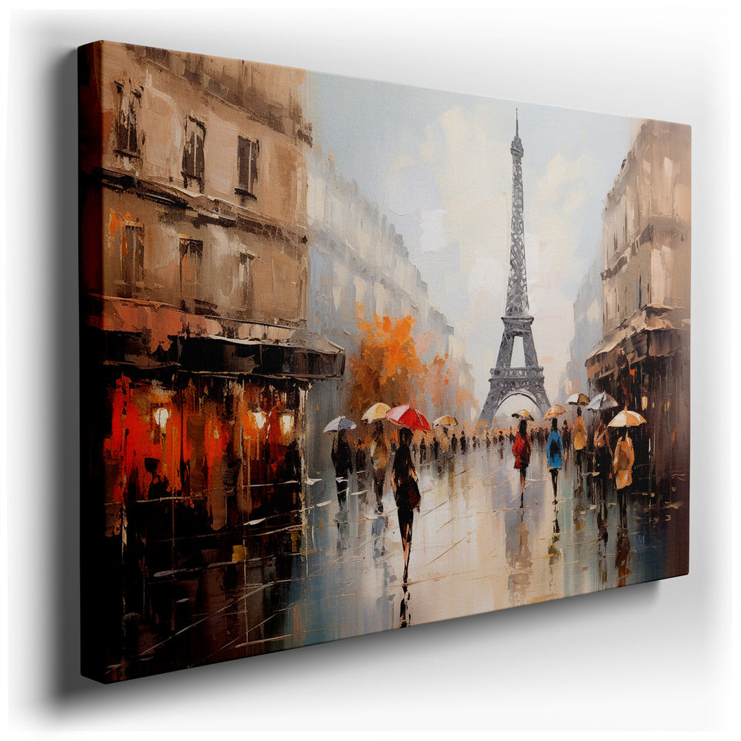 canvas print on wrapped canvas for wall decor – This wall art, a quintessential portrayal of Paris in the rain, is a masterpiece that encapsulates the essence of urban...