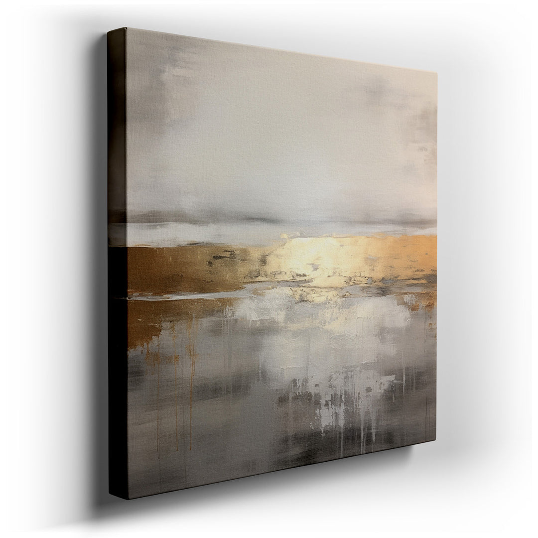 canvas print on wrapped canvas for wall decor – This captivating abstract wall art is a masterpiece of texture and tone, blending metallic hues of gold and silver with...