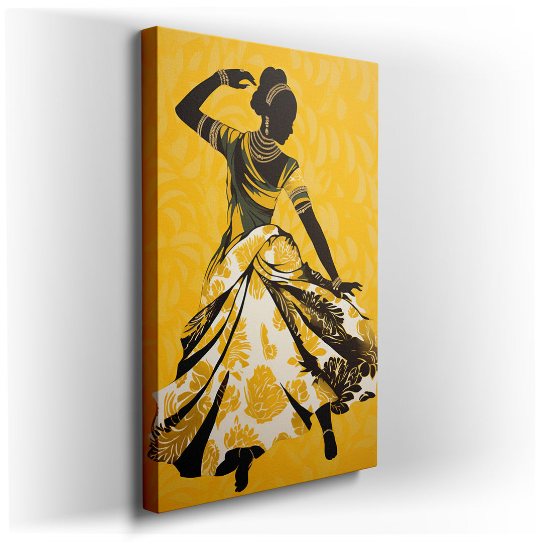 canvas print on wrapped canvas for wall decor – This wall art captures the essence of grace and vibrancy through the depiction of a dancer, whose silhouette forms the c...
