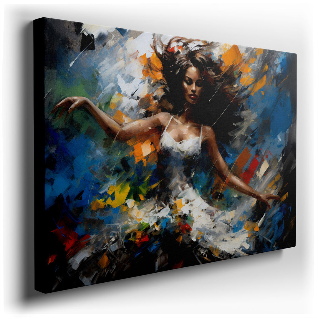 canvas print on wrapped canvas for wall decor – This wall art captures the essence of motion and emotion through the depiction of a graceful dancer, frozen in a moment...